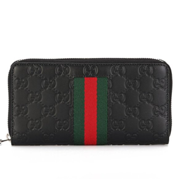 Gucci Guccissima with Web Zip Around Wallet in Black - Picture 4 of 4